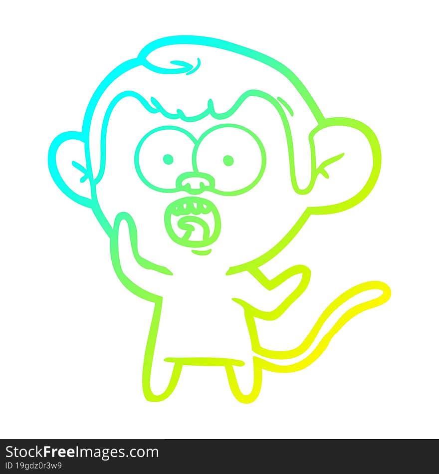 cold gradient line drawing cartoon shocked monkey