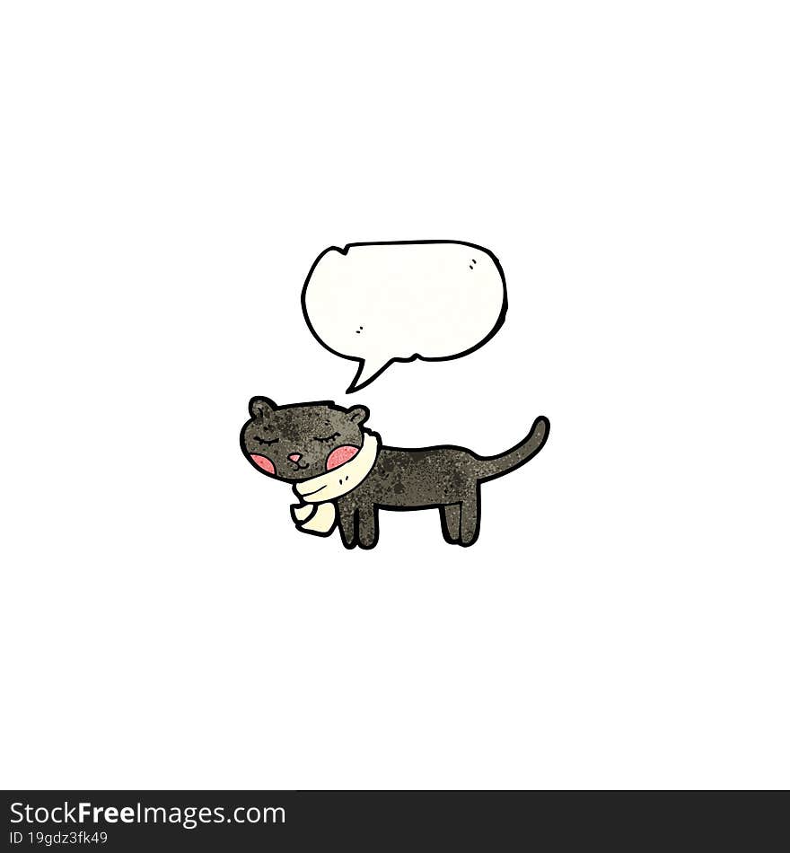 cartoon black cat with speech bubble