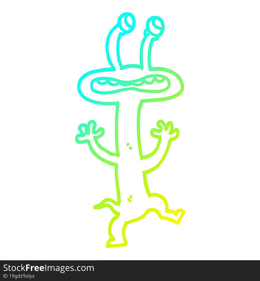 cold gradient line drawing of a cartoon monster