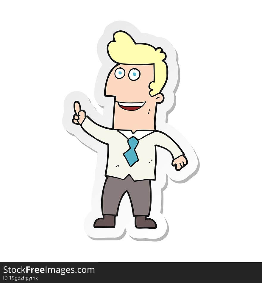 sticker of a cartoon businessman pointing