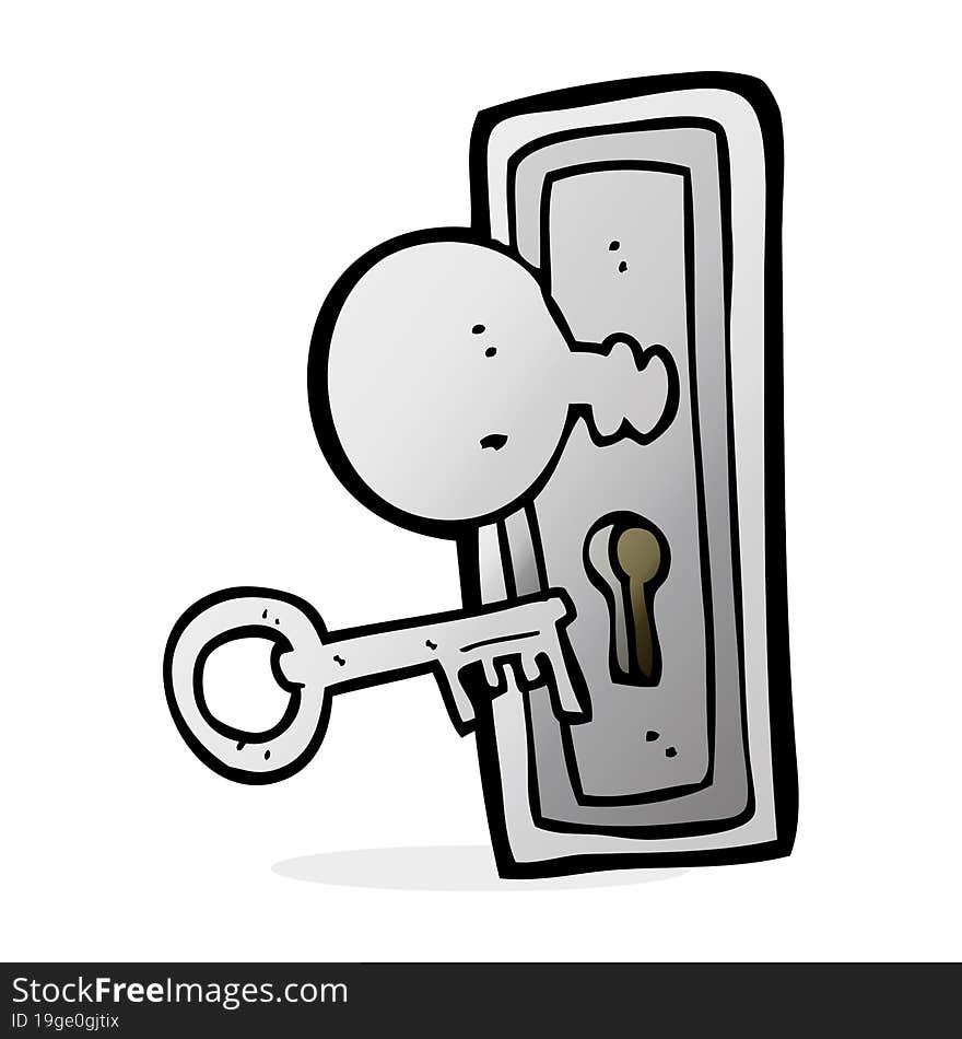 cartoon key and keyhole