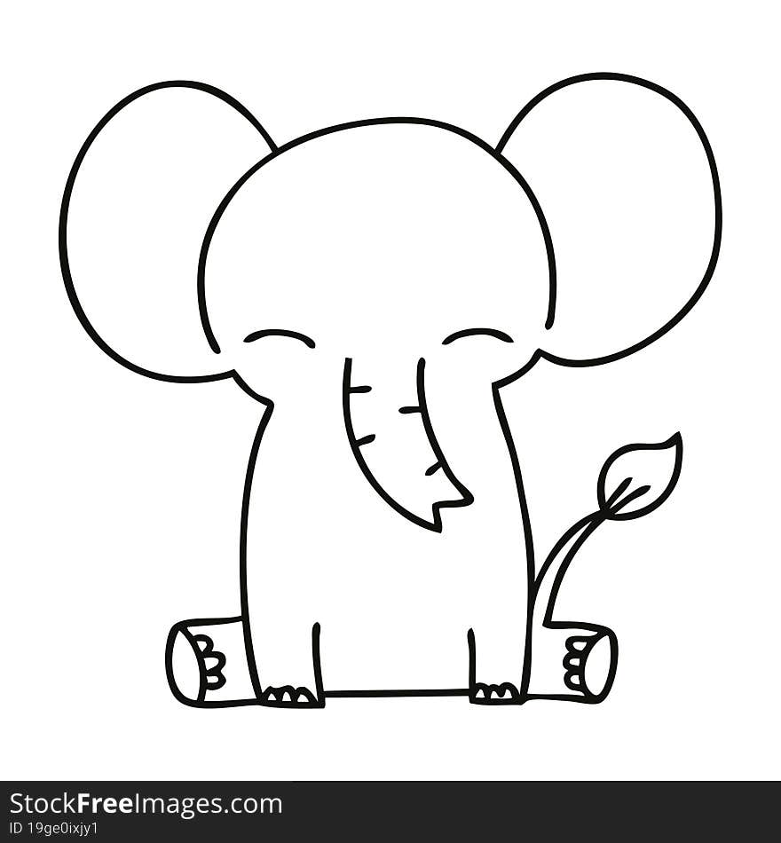 quirky line drawing cartoon elephant