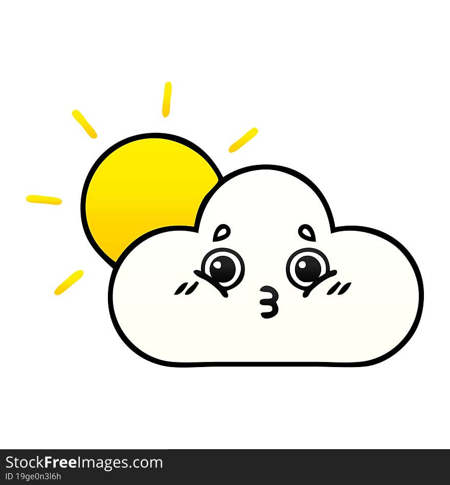 gradient shaded cartoon of a sun and cloud