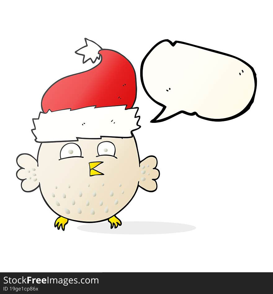 speech bubble cartoon owl wearing christmas hat