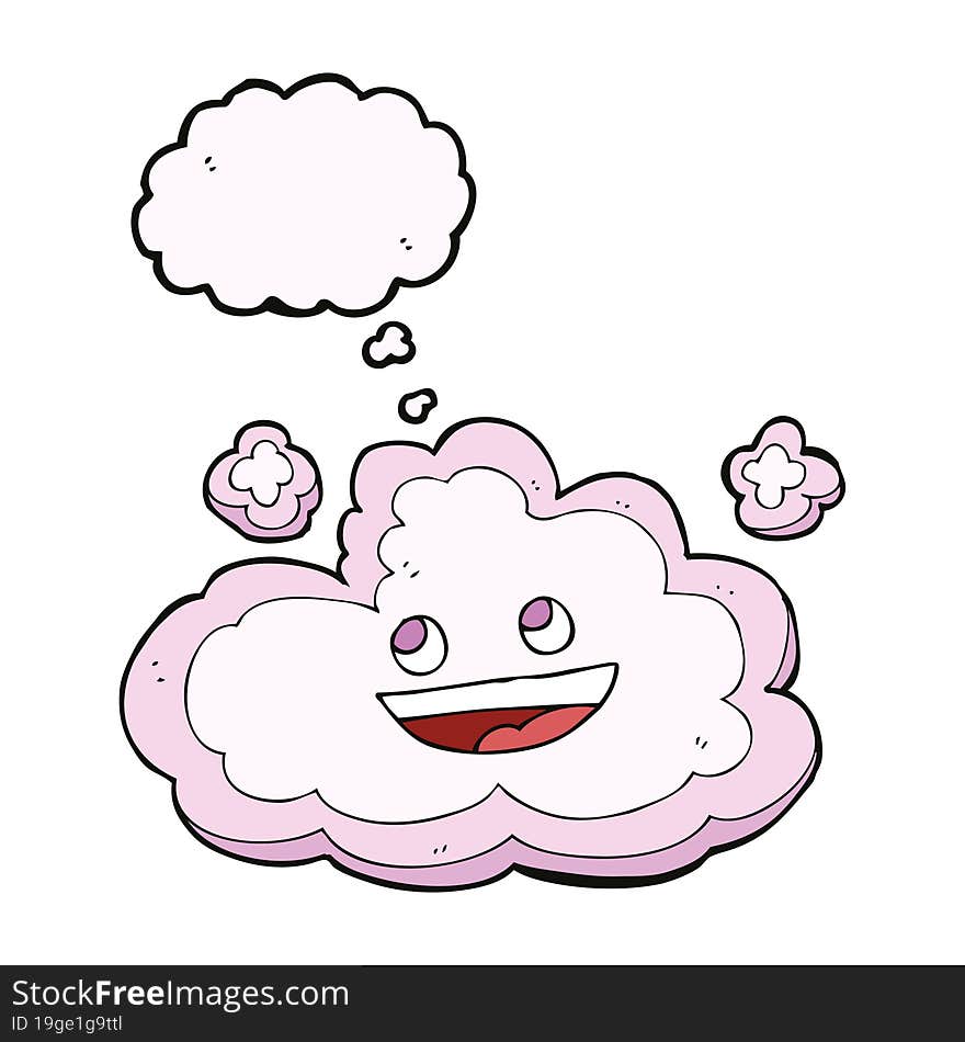 cartoon decorative cloud with thought bubble