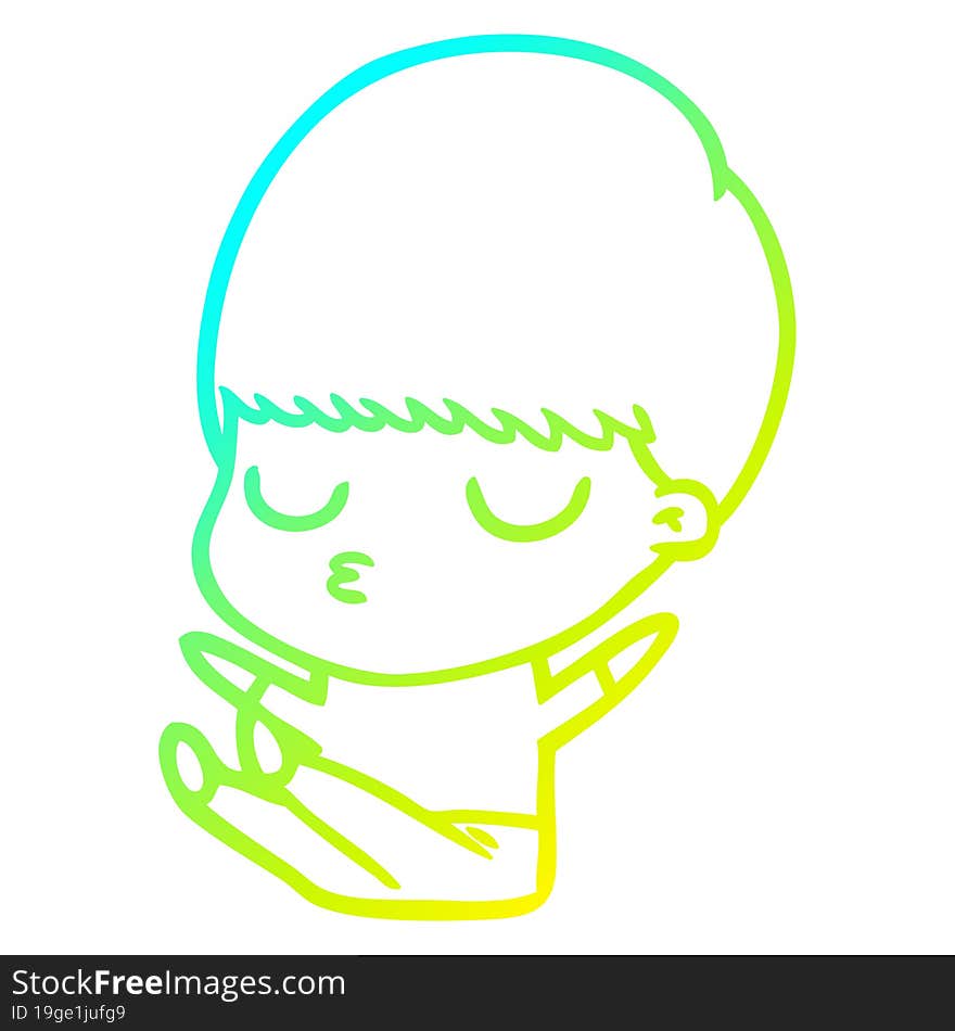 cold gradient line drawing cartoon calm boy