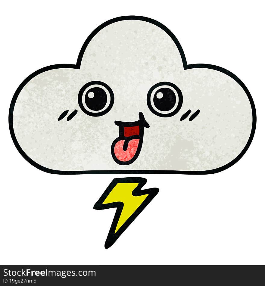 retro grunge texture cartoon of a storm cloud