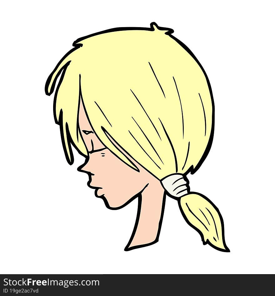 cartoon girl looking thoughtful