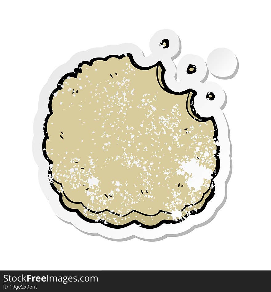 distressed sticker of a cartoon biscuit