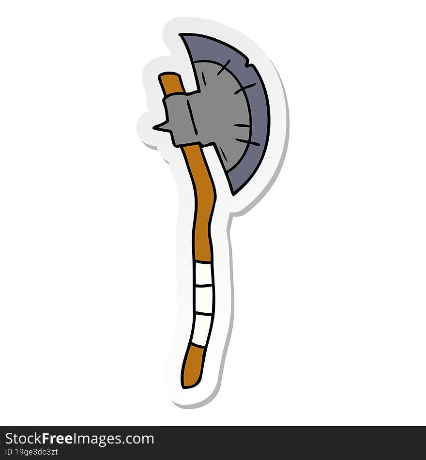 sticker cartoon doodle of a medieval axe