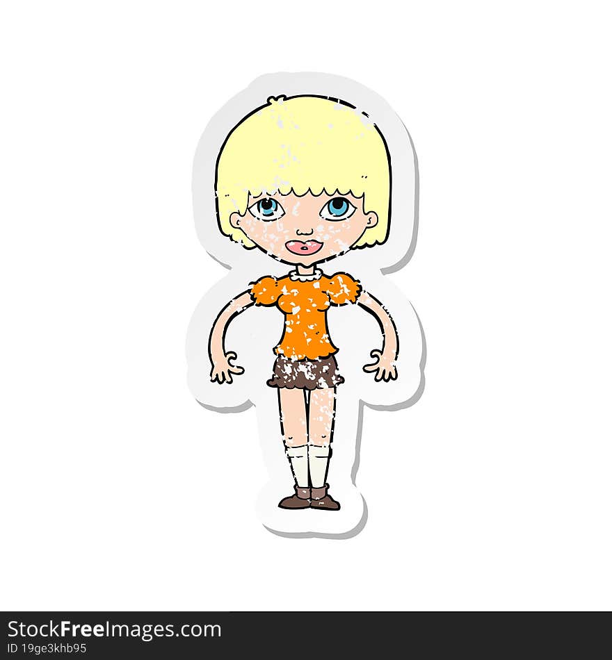 retro distressed sticker of a cartoon girl