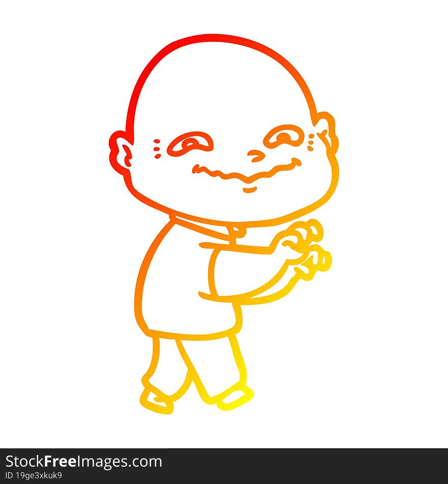 warm gradient line drawing cartoon creepy guy