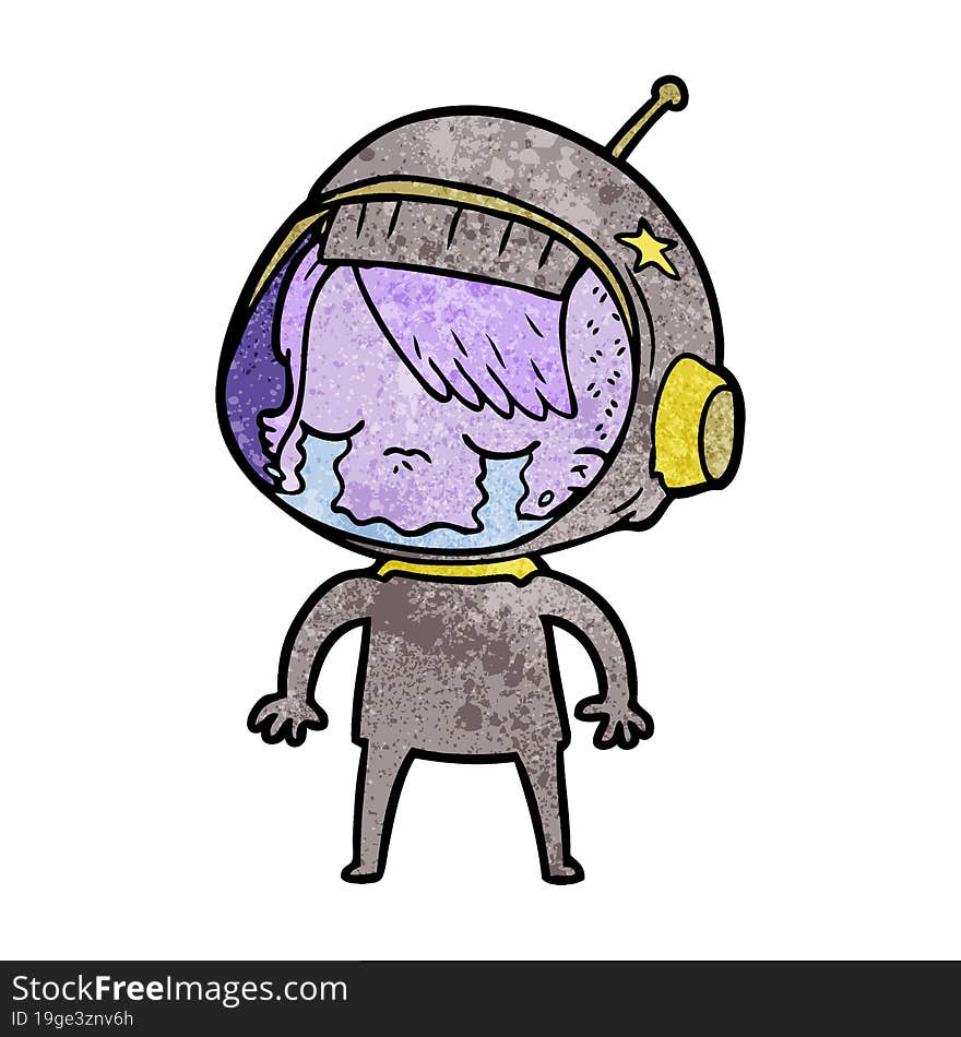 cartoon crying astronaut girl. cartoon crying astronaut girl