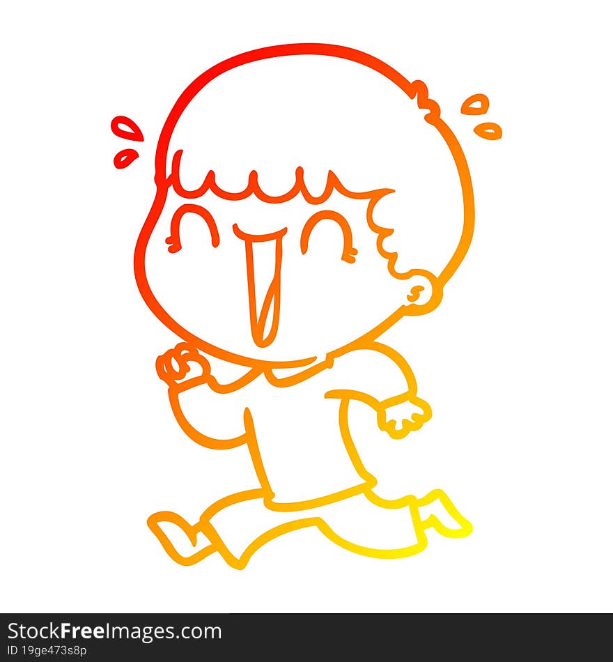 warm gradient line drawing of a laughing cartoon man