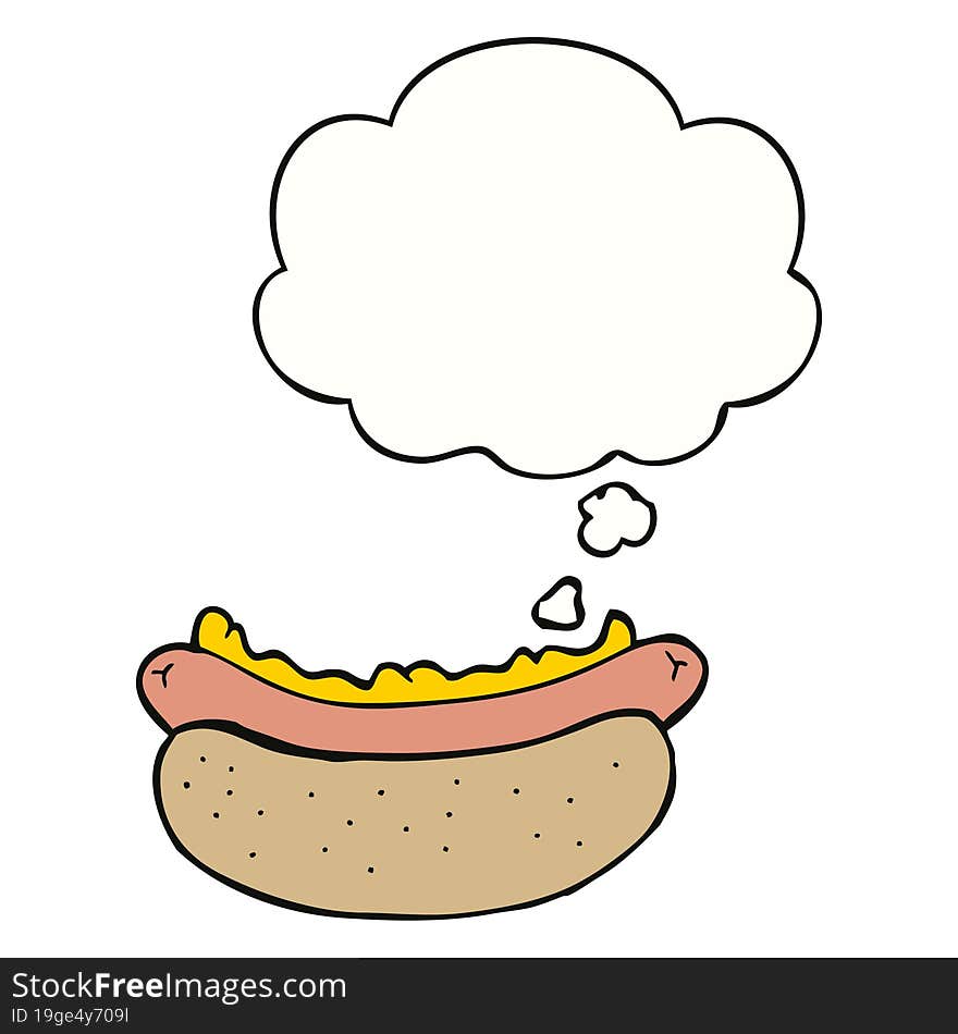 Cartoon Hotdog And Thought Bubble