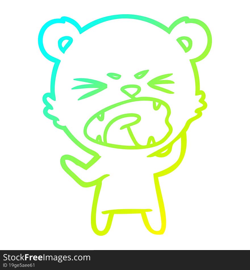 cold gradient line drawing angry cartoon bear shouting