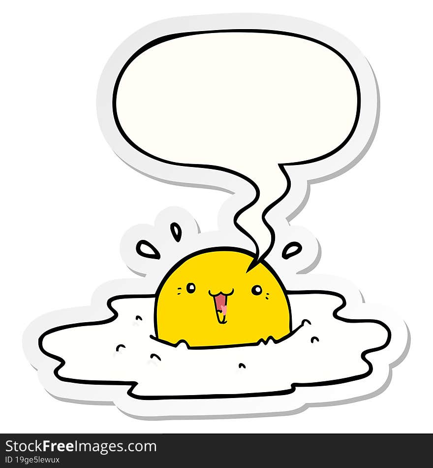 cute cartoon fried egg with speech bubble sticker