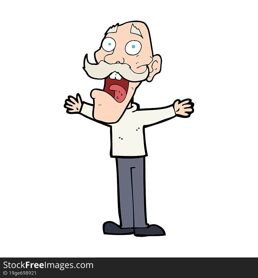 cartoon stressed old man