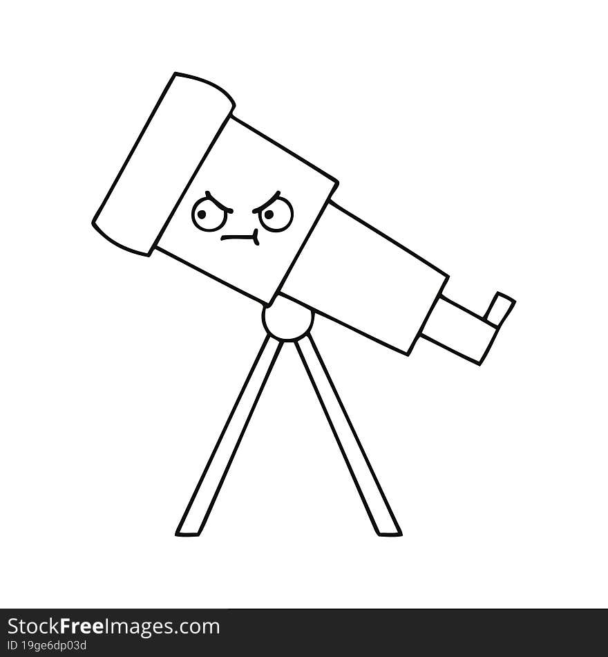 Line Drawing Cartoon Telescope