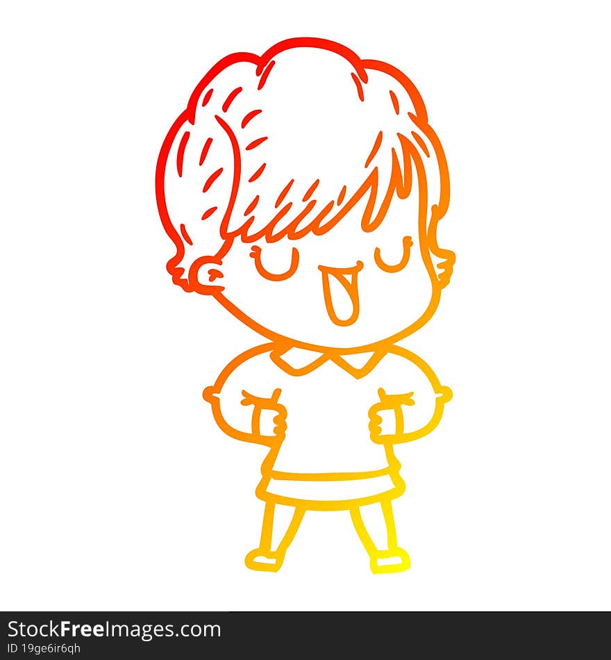 warm gradient line drawing of a cartoon woman talking