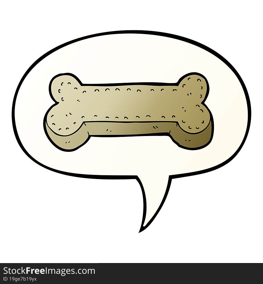 cartoon dog biscuit with speech bubble in smooth gradient style