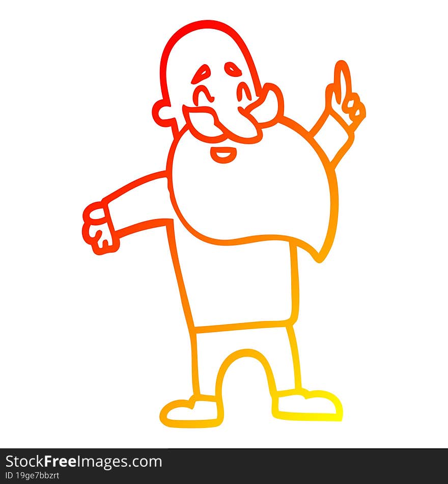 warm gradient line drawing of a cartoon bearded man