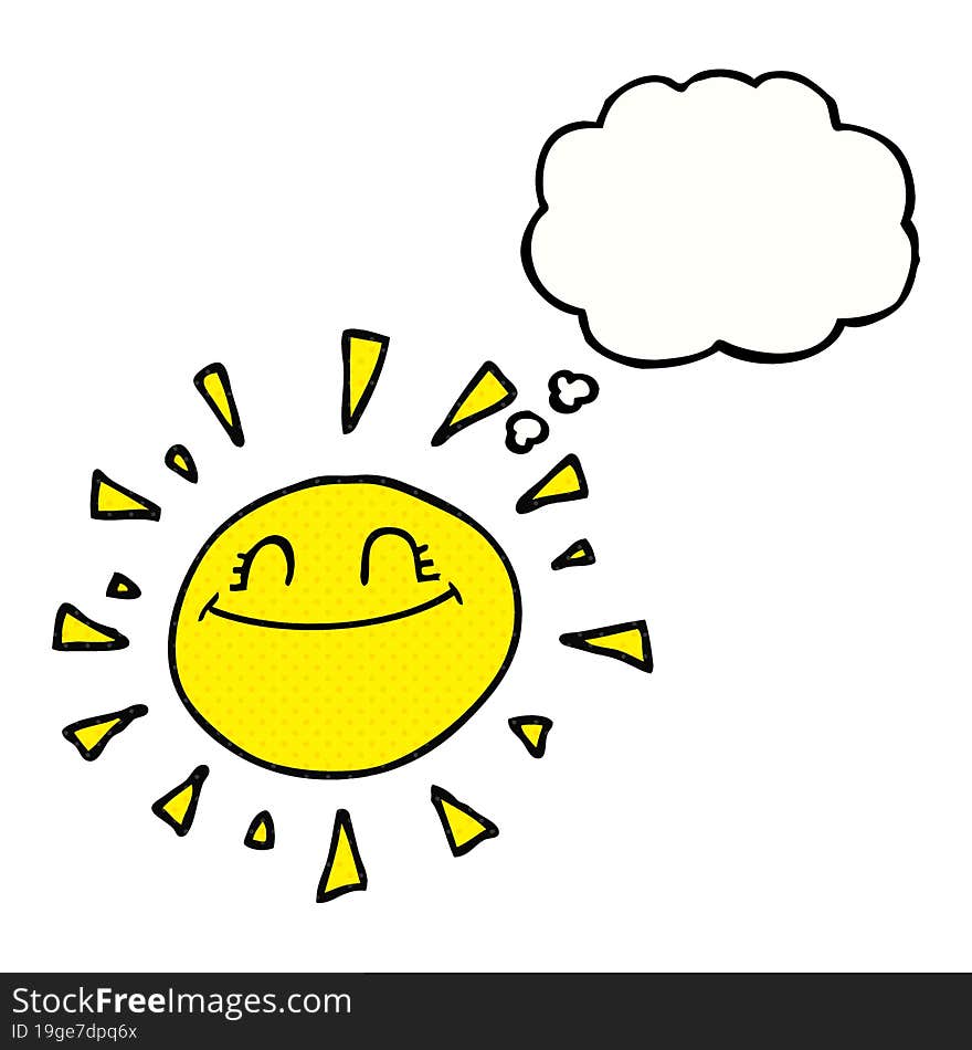 happy freehand drawn thought bubble cartoon sun. happy freehand drawn thought bubble cartoon sun