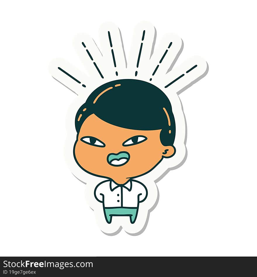 sticker of tattoo style happy businessman