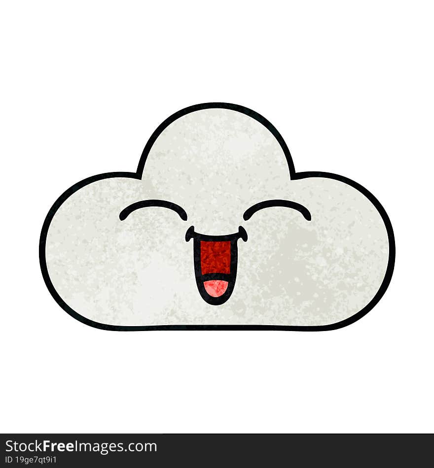 retro grunge texture cartoon of a white cloud