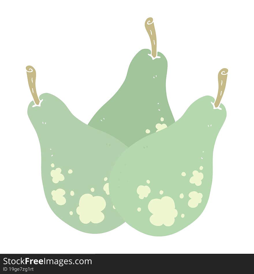 Flat Color Illustration Of A Cartoon Pears