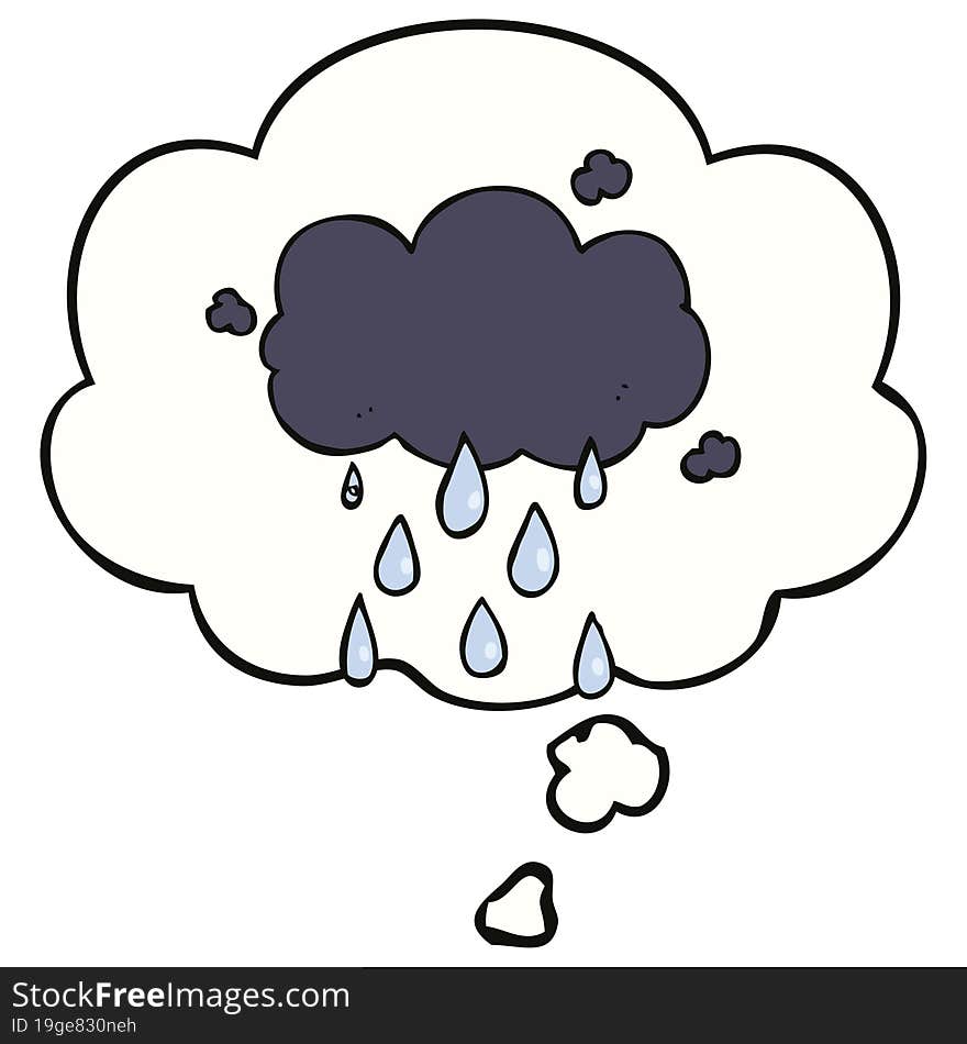 Cartoon Cloud Raining And Thought Bubble