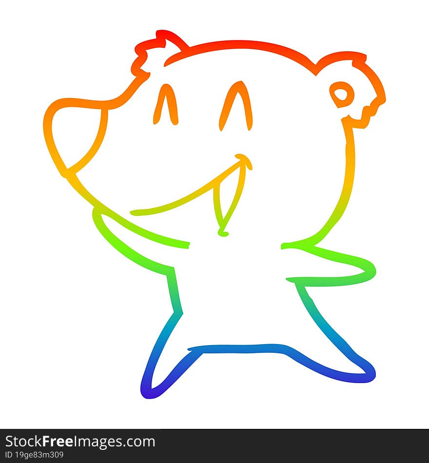 rainbow gradient line drawing laughing polar bear cartoon