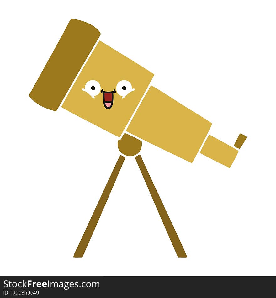 Flat Color Retro Cartoon Telescope