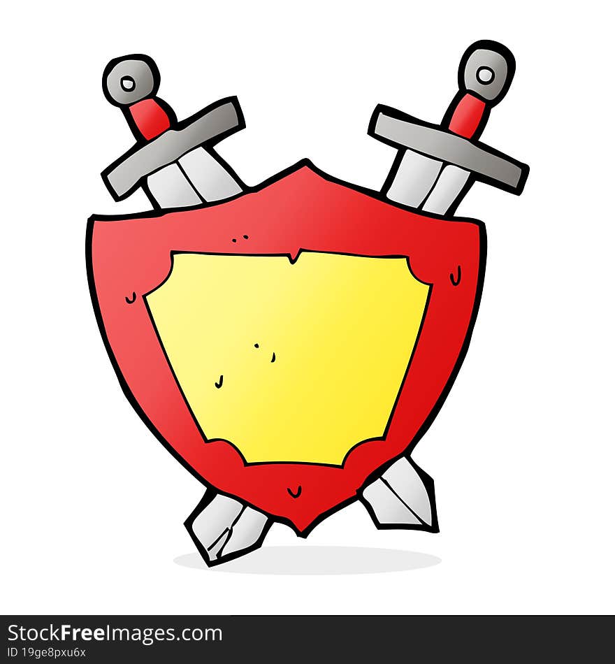 cartoon shield and swords