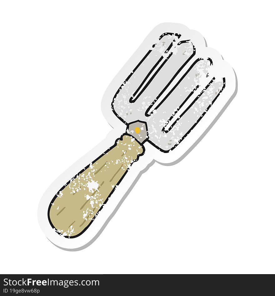 Distressed Sticker Of A Cartoon Fork