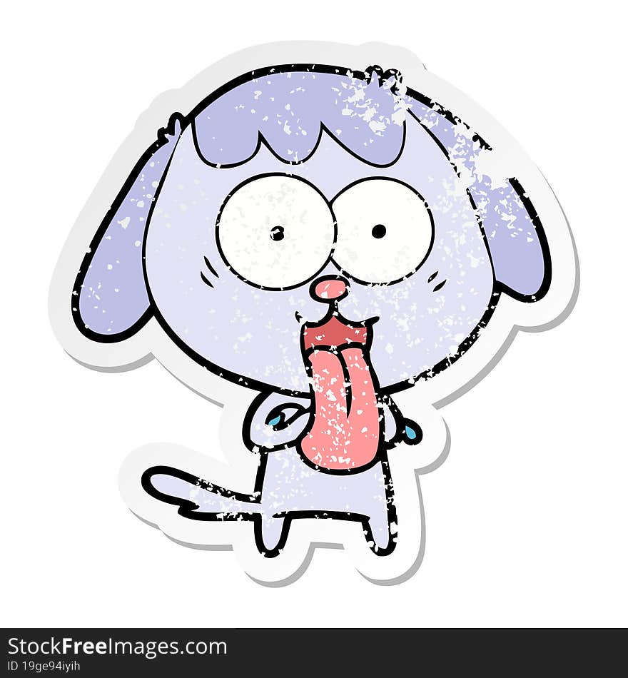 Distressed Sticker Of A Cute Cartoon Dog