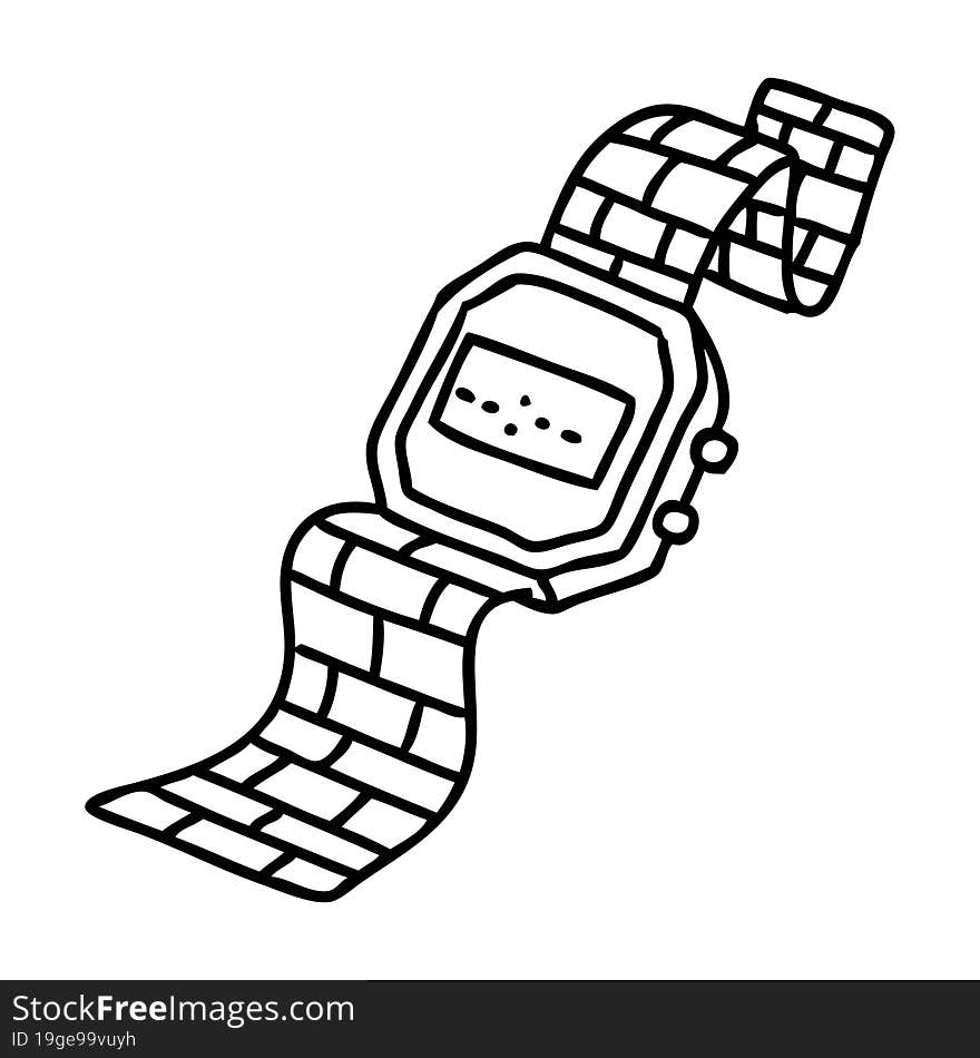 line doodle of an old digital watch counting the seconds off life