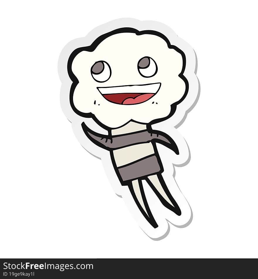 Sticker Of A Cartoon Cute Cloud Head Creature