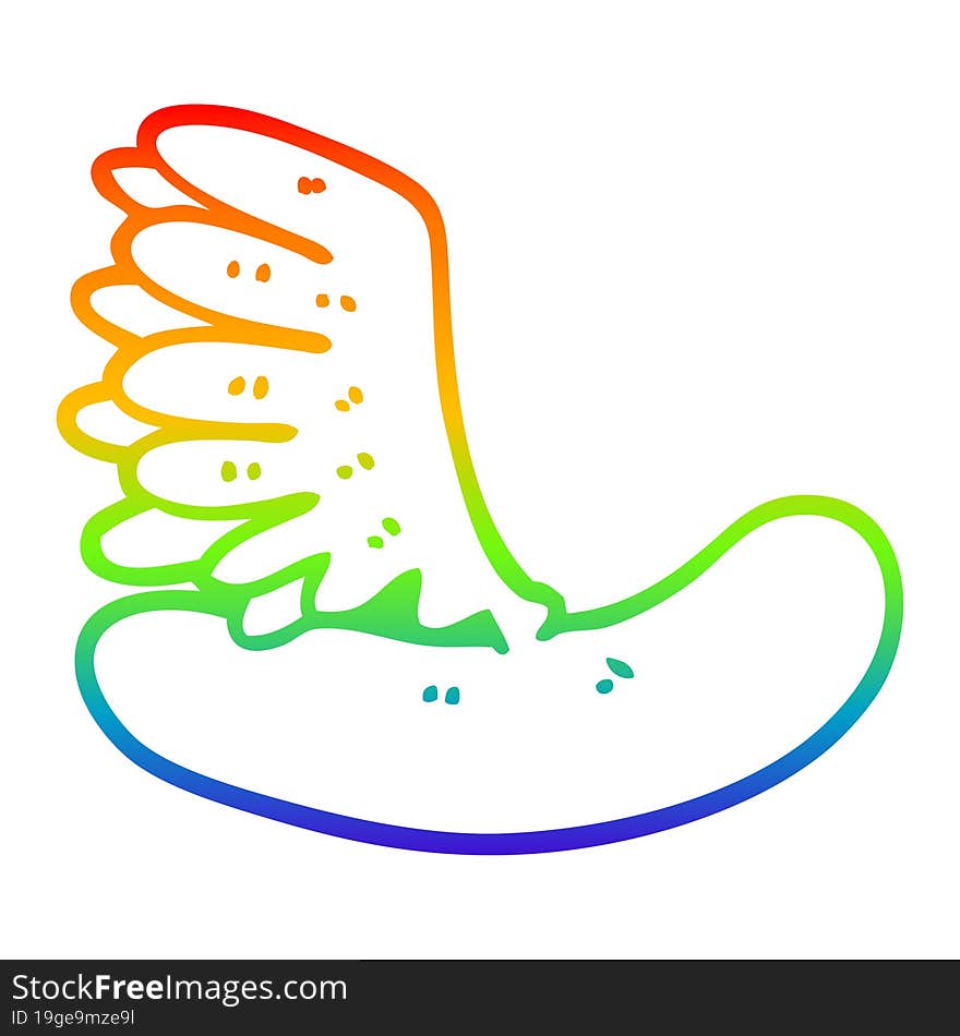 rainbow gradient line drawing of a cartoon hot dog