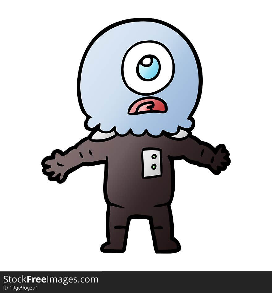 cartoon cyclops alien spaceman. cartoon cyclops alien spaceman