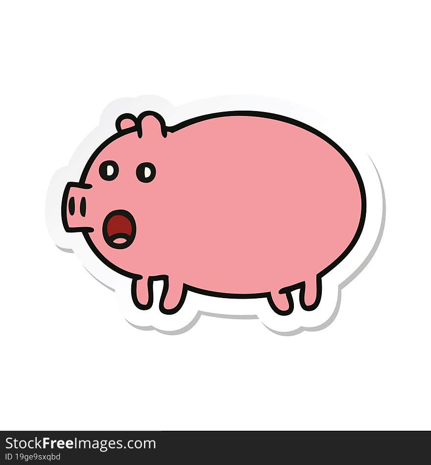 sticker of a cute cartoon pig