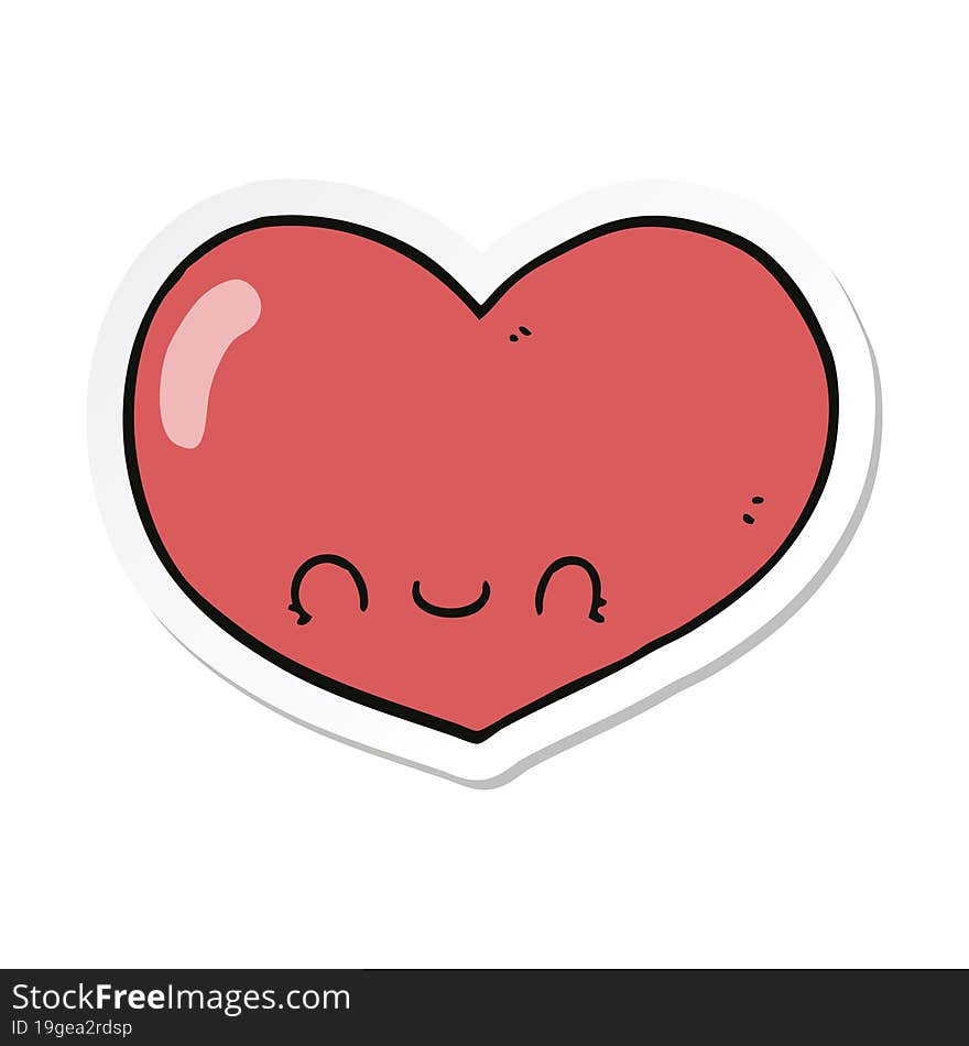 sticker of a cartoon love heart character