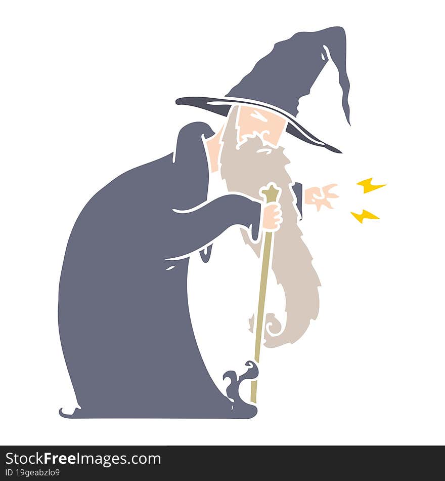 flat color style cartoon wizard