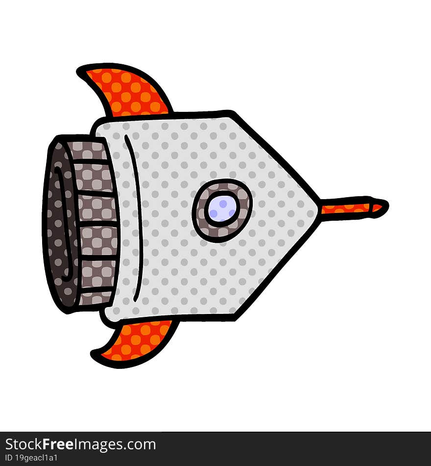 cartoon doodle spaceship