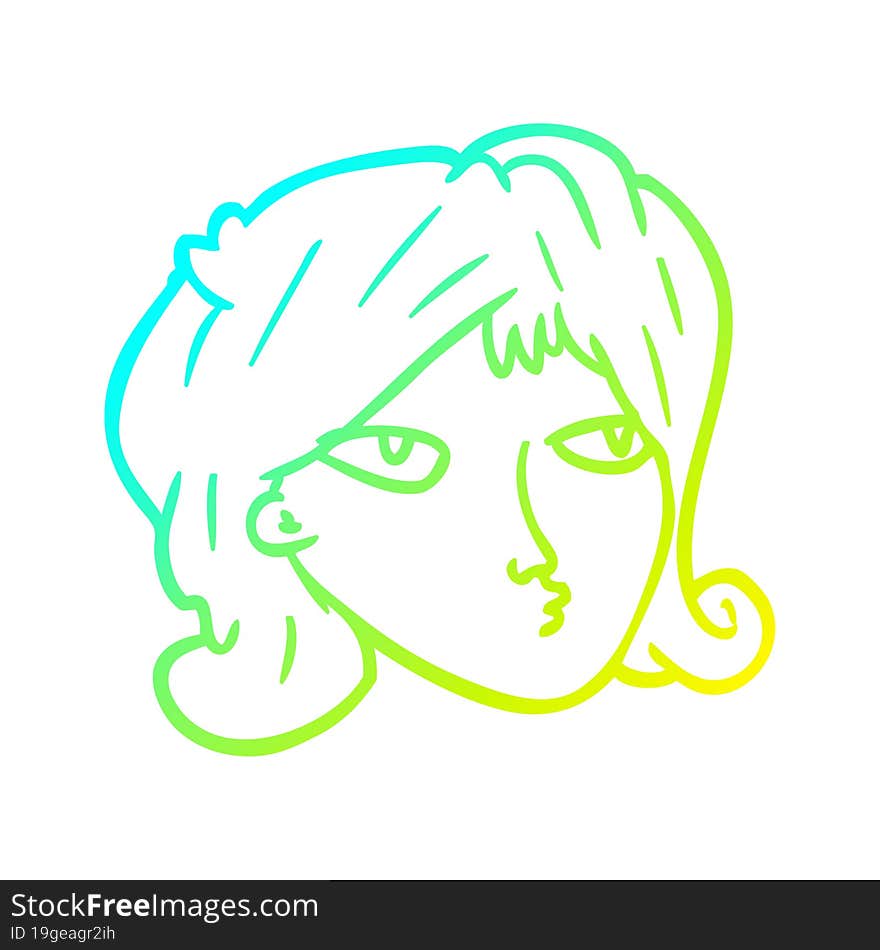 cold gradient line drawing of a woman