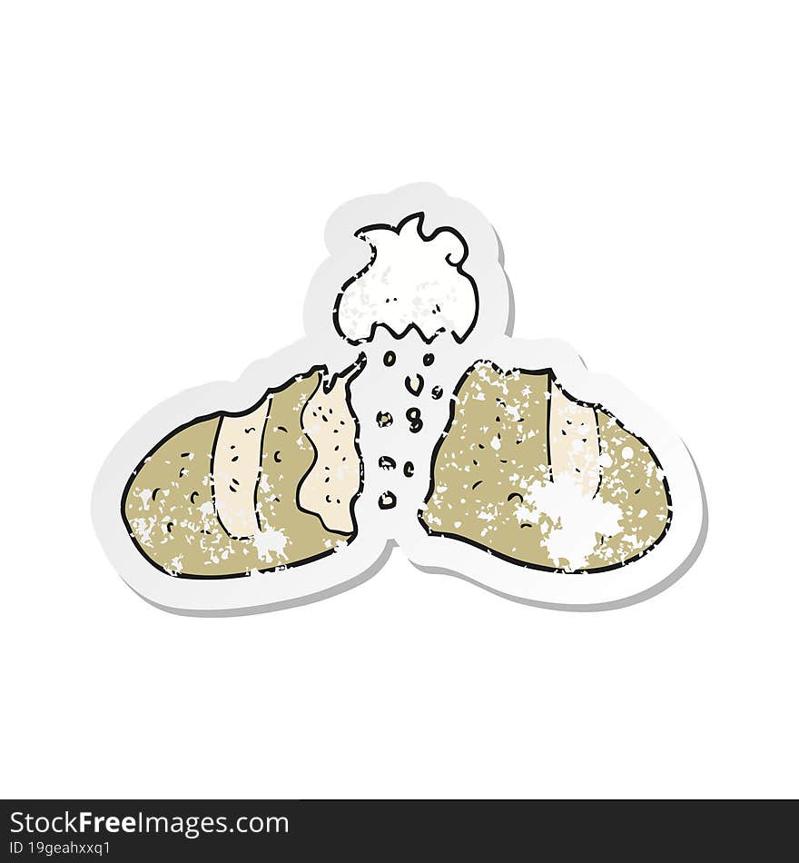 retro distressed sticker of a cartoon loaf of bread