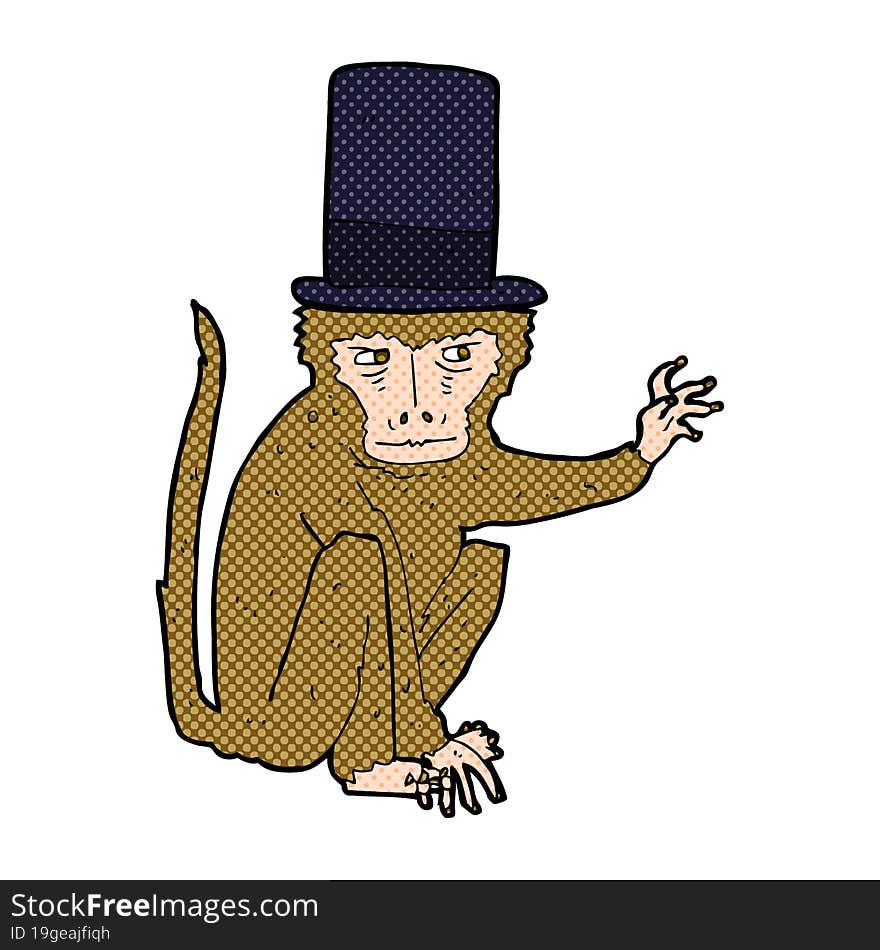 Cartoon Monkey Wearing Top Hat