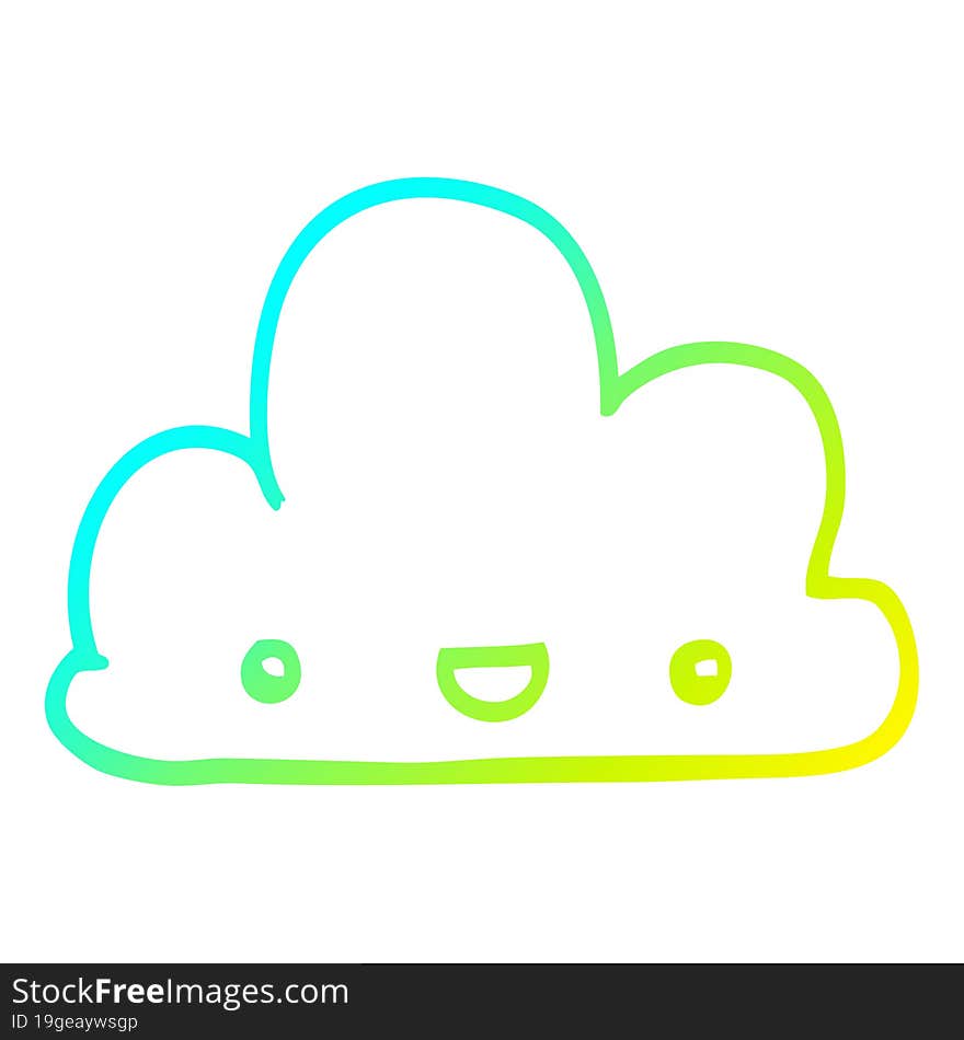 cold gradient line drawing cartoon tiny happy cloud