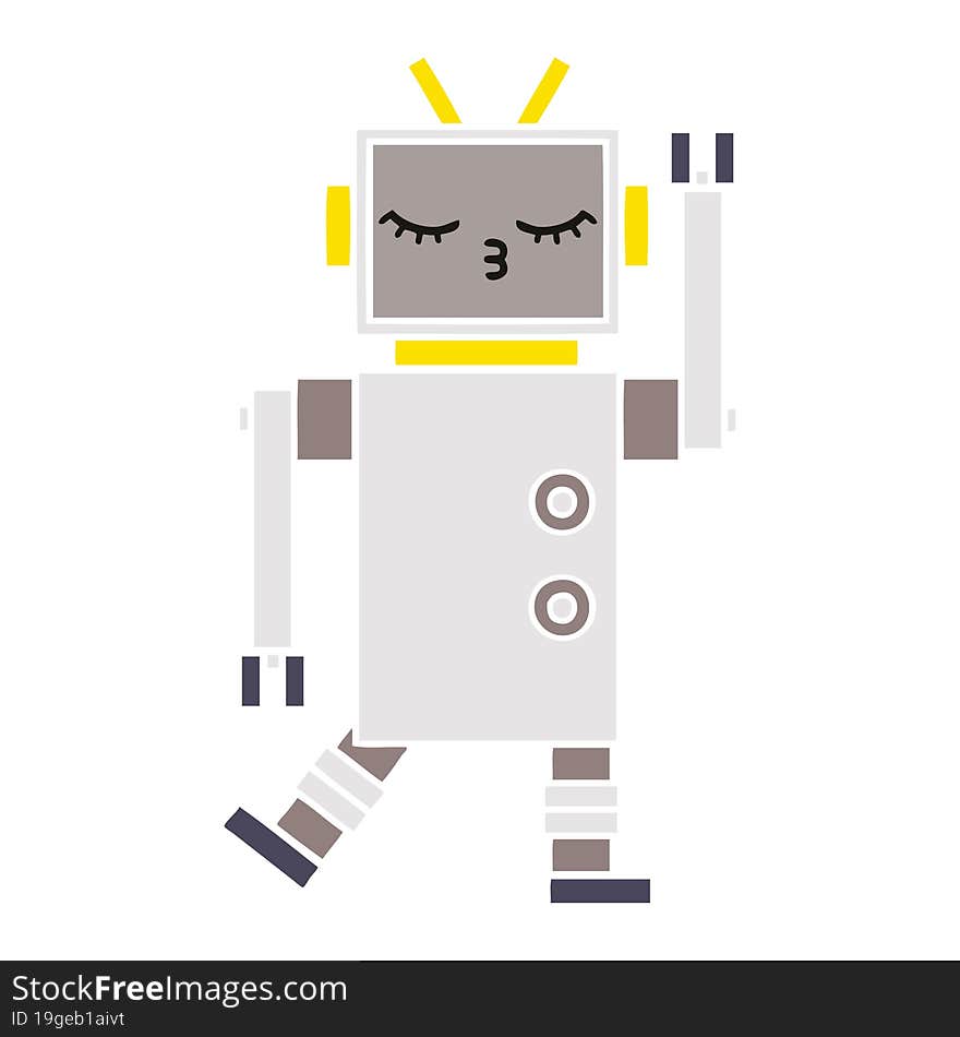 Flat Color Retro Cartoon Robot