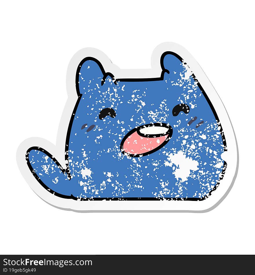 freehand drawn distressed sticker cartoon of kawaii alien pet